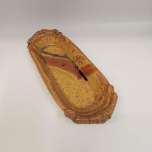 #220512 Baking Dish Oval Cobalt Yellow, Tan & Moss $12 at Hunter Wolff Gallery